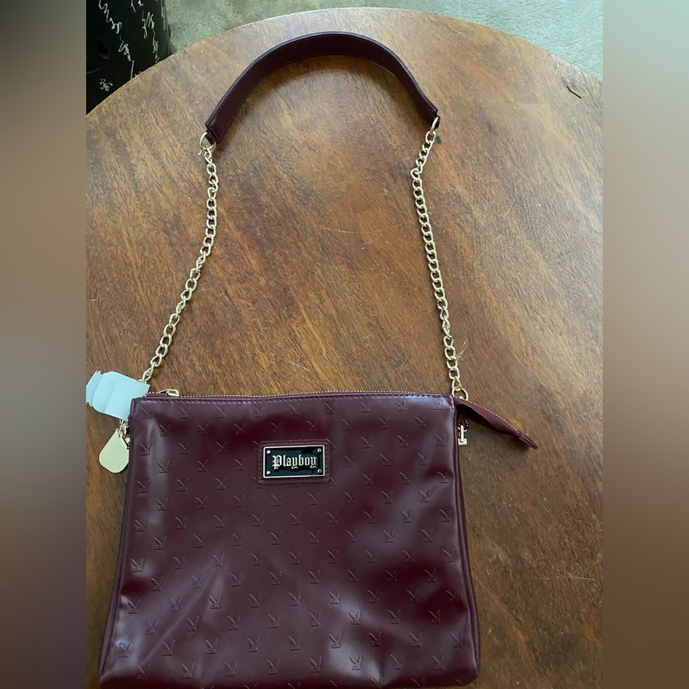 PLAYBOY Brown Crossbody Bag with Chain Strap